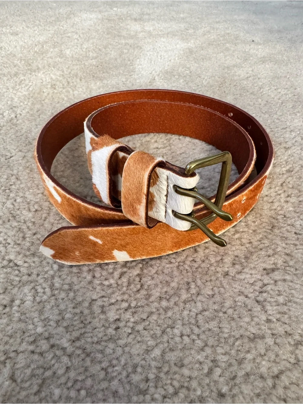 Madewell Calf Hair Cow Print Belt